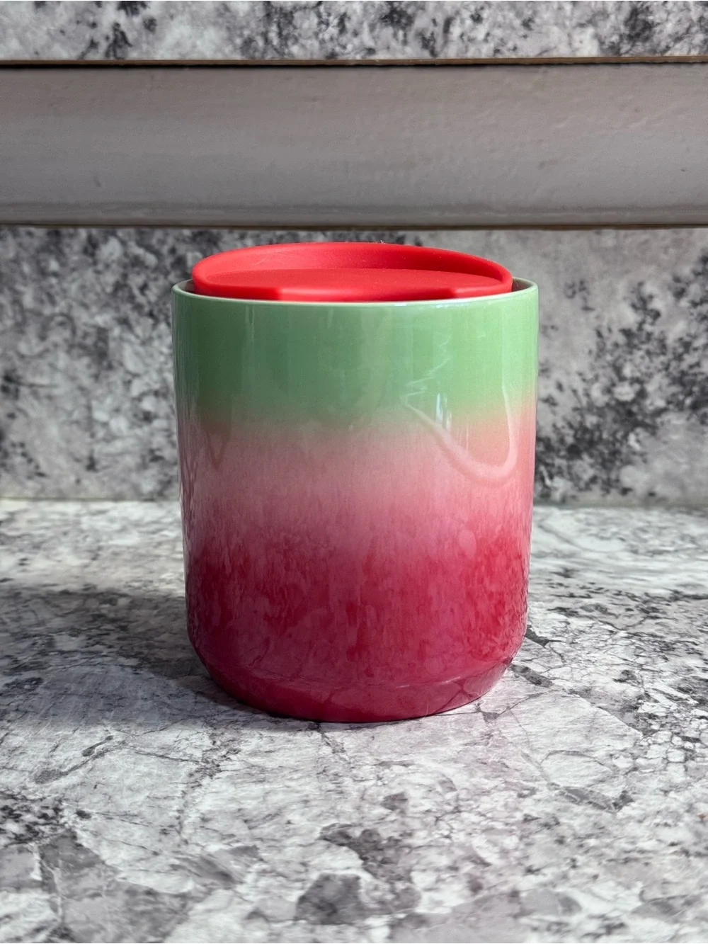 Starbucks Green Pink Red Ombre 8oz Ceramic Travel Mug